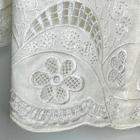 NEW Wms 8 White Linen Blazer Lace Embroidered Formal Elegant Party Easter - Picture 11 of 16